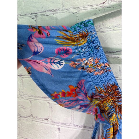 Soma Cool Nights Smocked Neck Chemise Flutter Sleeve Blooming Tropical Print - Picture 12 of 12